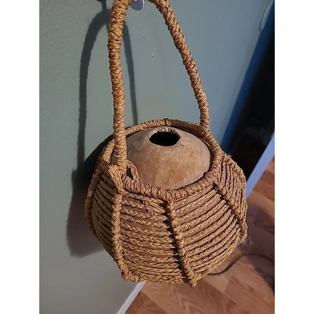 Basket Gourd Antique Wicker Container Vessel Primitive‎ African Rustic Decor